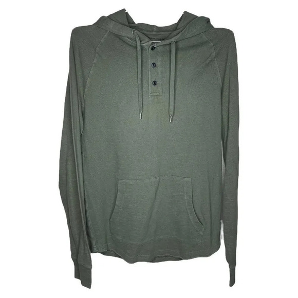 American Eagle Green  Henley Hoodie Sweater Small - Picture 1 of 5